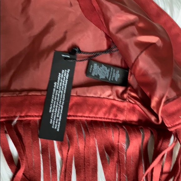 NWOT Express Faux Suede Rust Fringe Vest - Picture 5 of 5